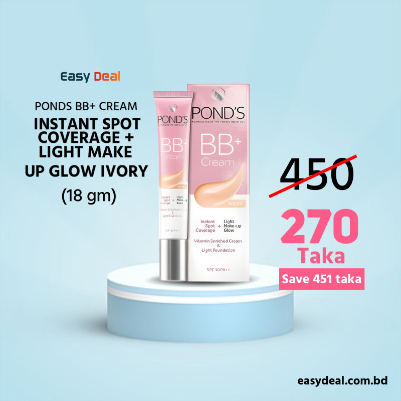 Ponds BB+ Cream Instant Spot Coverage + Light Make-up Glow Ivory (18gm)