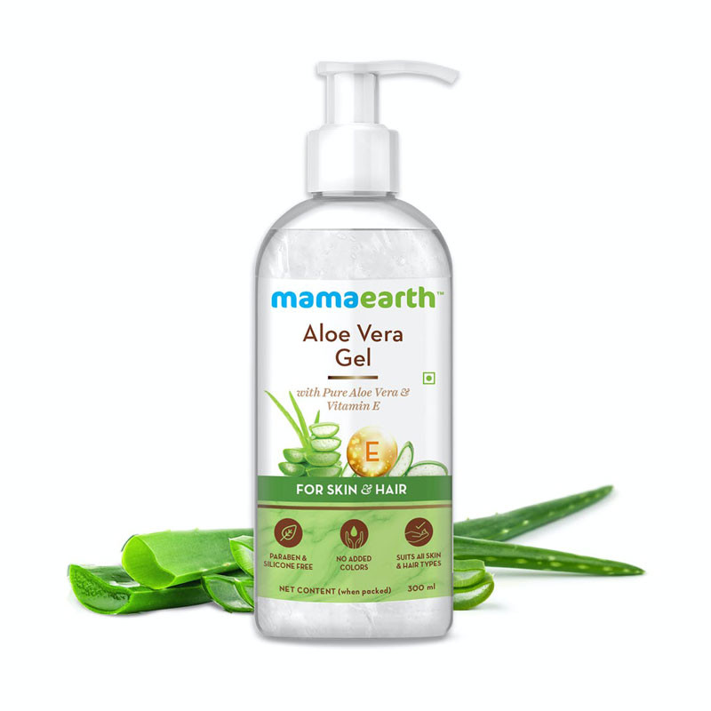 Mamaearth aloe vera gel with pure aloe vera & vitamin E for skin and hair 300 ml